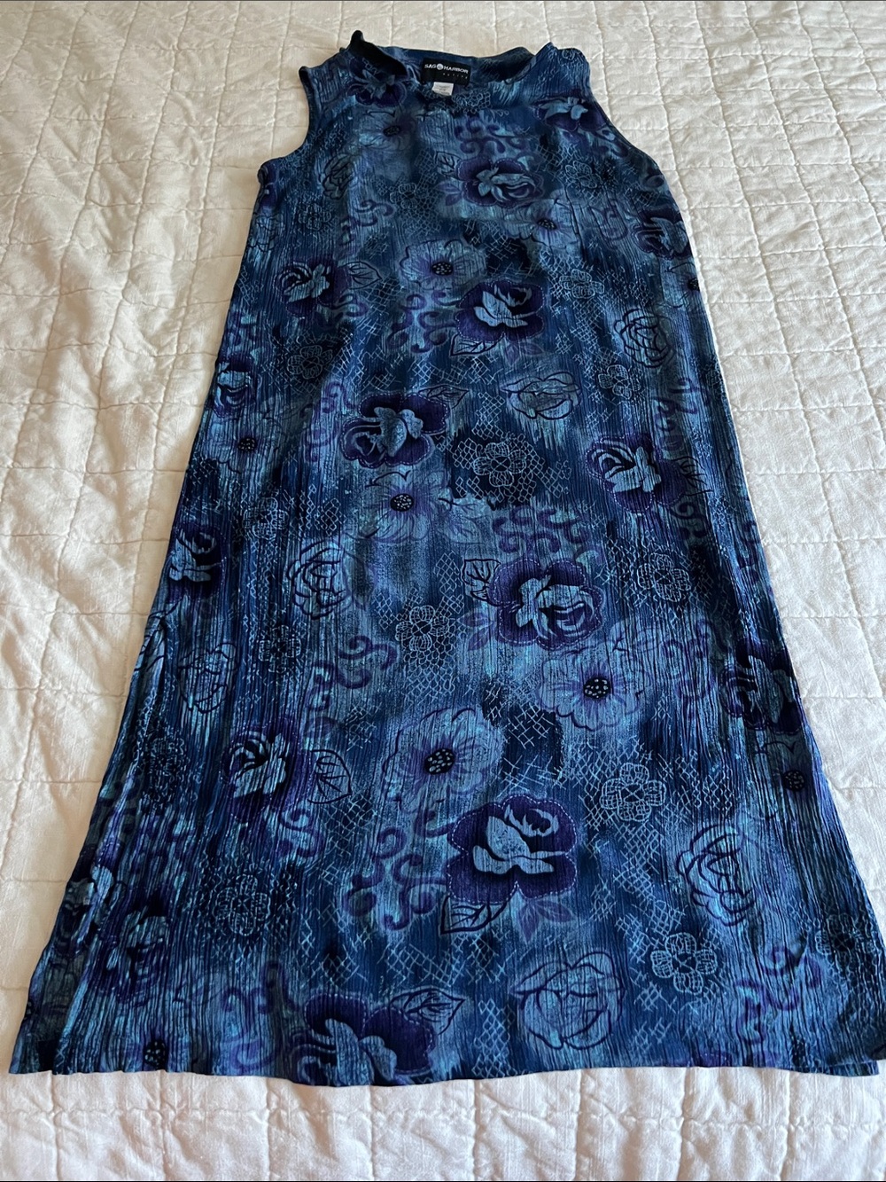 Sag Harbor Sleeveless Blue Floral Dress